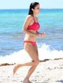 Bethenny Frankel in Pink Bikini at the Beach in Miami