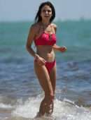 Bethenny Frankel in Pink Bikini at the Beach in Miami