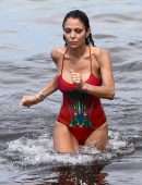 Bethenny Frankel in Red Swimsuit at the Beach on Memorial Day Weekend in Miami