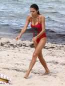 Bethenny Frankel in Red Swimsuit at the Beach on Memorial Day Weekend in Miami