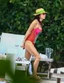 Bethenny Frankel in Red Swimsuit at the Beach on Memorial Day Weekend in Miami