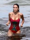 Bethenny Frankel in Red Swimsuit at the Beach on Memorial Day Weekend in Miami