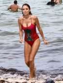 Bethenny Frankel in Red Swimsuit at the Beach on Memorial Day Weekend in Miami