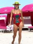 Bethenny Frankel in Red Swimsuit at the Beach on Memorial Day Weekend in Miami