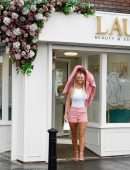 Christine McGuinness Out and About in Rain in Liverpool