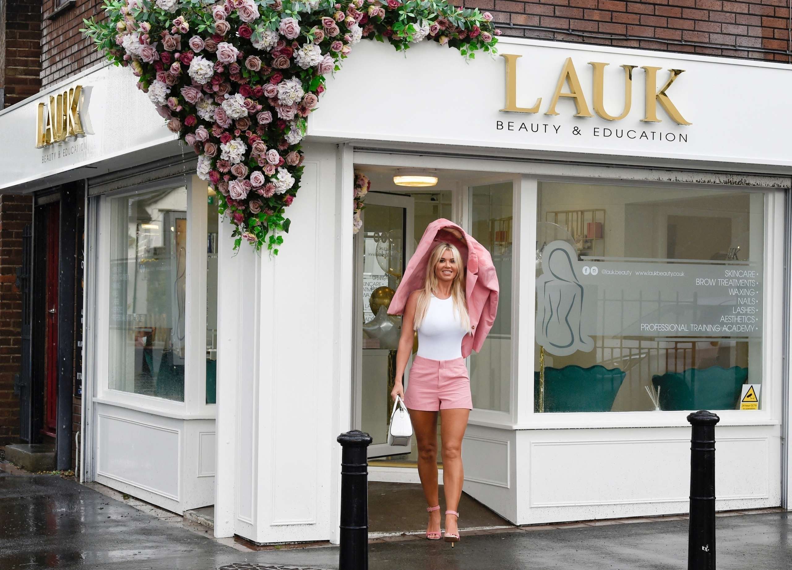 Christine McGuinness Out and About in Rain in Liverpool