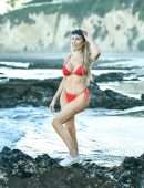 Farrah Abraham Booty in a Red Bikini at the Beach in Malibu