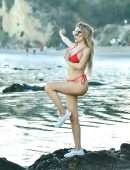 Farrah Abraham Booty in a Red Bikini at the Beach in Malibu