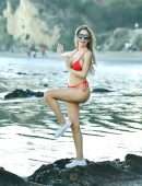 Farrah Abraham Booty in a Red Bikini at the Beach in Malibu