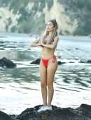 Farrah Abraham Booty in a Red Bikini at the Beach in Malibu