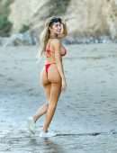 Farrah Abraham Booty in a Red Bikini at the Beach in Malibu