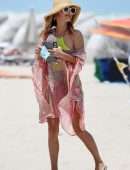 Giada De Laurentiis in a Cute Color Block Swimsuit in Miami