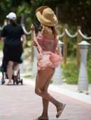 Giada De Laurentiis in a Cute Color Block Swimsuit in Miami