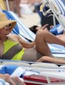 Giada De Laurentiis in a Cute Color Block Swimsuit in Miami