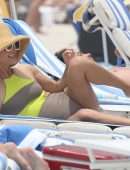 Giada De Laurentiis in a Cute Color Block Swimsuit in Miami