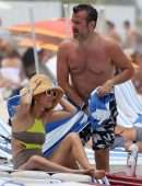 Giada De Laurentiis in a Cute Color Block Swimsuit in Miami