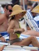 Giada De Laurentiis in a Cute Color Block Swimsuit in Miami