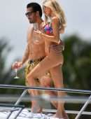 Joy Corrigan Booty in a Thong BIkini on a Yacht in Miami Beach