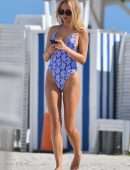 Kimberley Garner Booty, Sizzles in a Blue Thong Swimsuit in Miami Beach