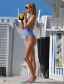 Kimberley Garner Booty, Sizzles in a Blue Thong Swimsuit in Miami Beach
