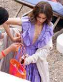 Lily Collins Cleavage, Filming 'Emily in Paris' in Paris