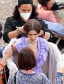 Lily Collins Cleavage, Filming 'Emily in Paris' in Paris