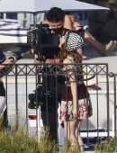 Lily Collins Filming on the Set of 'Emily in Paris' in Paris