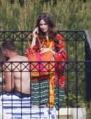 Lily Collins Filming on the Set of 'Emily in Paris' in Paris