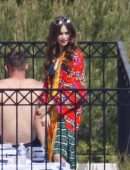 Lily Collins Filming on the Set of 'Emily in Paris' in Paris