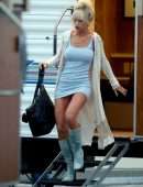 Lily James Upskirt On the Set of “Pam and Tommy” in Malibu