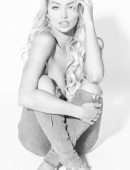 Lindsey Pelas Black and White Photoshoot in Jeans