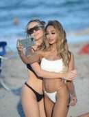 Lisa Opie and Ramina Ashfaque in a Bikini at Beach in Miami