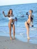 Lisa Opie and Ramina Ashfaque in a Bikini at Beach in Miami