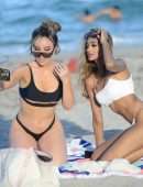Lisa Opie and Ramina Ashfaque in a Bikini at Beach in Miami