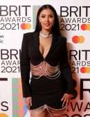 Maya Jama Leggy at The BRIT Awards 2021 Arrivals, The O2 Arena