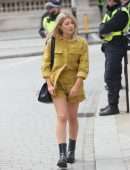 Mollie King Leggy at BBC Radio Studios in London