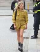 Mollie King Leggy at BBC Radio Studios in London