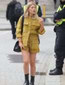 Mollie King Leggy at BBC Radio Studios in London
