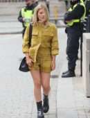 Mollie King Leggy at BBC Radio Studios in London