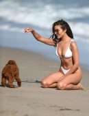 Olivia Culpo in White Bikini on the Beach in Malibu