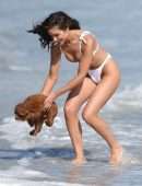 Olivia Culpo in White Bikini on the Beach in Malibu