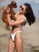 Olivia Culpo in White Bikini on the Beach in Malibu
