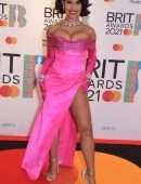 Raye Leggy and Cleavage at The BRIT Awards 2021 Arrivals, The O2 Arena