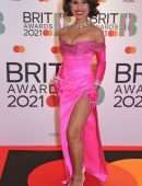 Raye Leggy and Cleavage at The BRIT Awards 2021 Arrivals, The O2 Arena