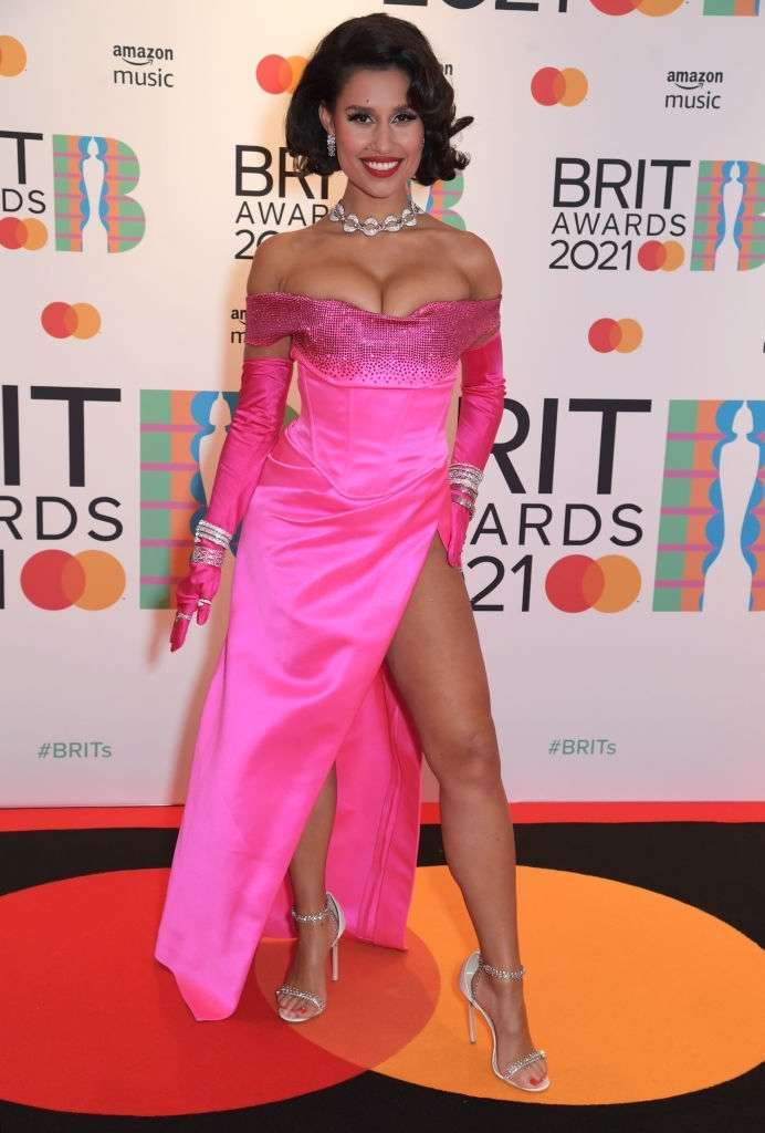 Raye Leggy and Cleavage at The BRIT Awards 2021 Arrivals, The O2 Arena
