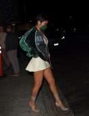 Rihanna Leggy in White Skirt at Nobu in West Hollywood
