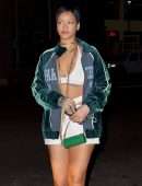 Rihanna Leggy in White Skirt at Nobu in West Hollywood