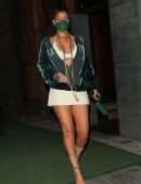 Rihanna Leggy in White Skirt at Nobu in West Hollywood