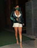 Rihanna Leggy in White Skirt at Nobu in West Hollywood