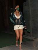 Rihanna Leggy in White Skirt at Nobu in West Hollywood